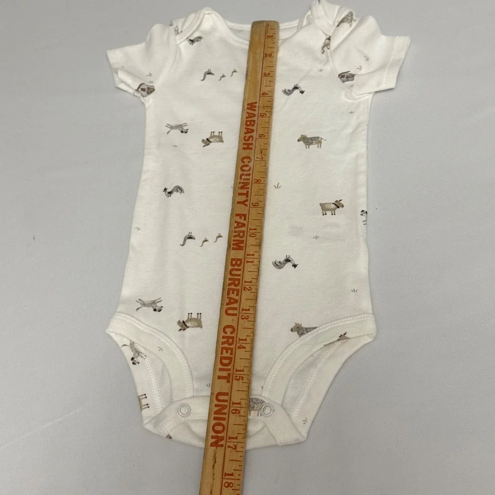Carters Baby 9 Months Farm Animal Bodysuit and Velour Cow Pants Set White Cotton